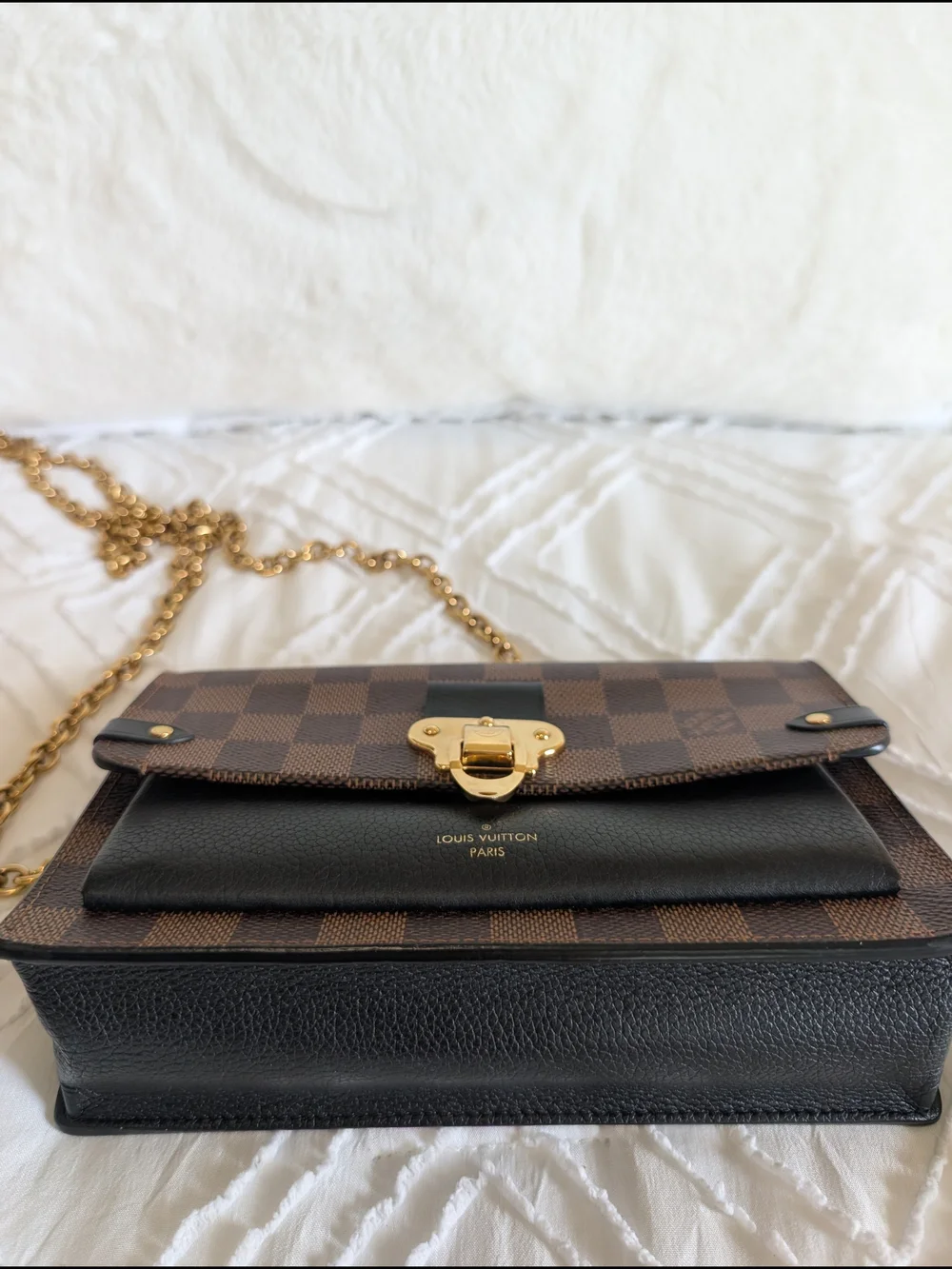 Louis Vuitton Brown Damier Ebène and Black Envelope Crossbody with Gold Hardware - Picture 16 of 16